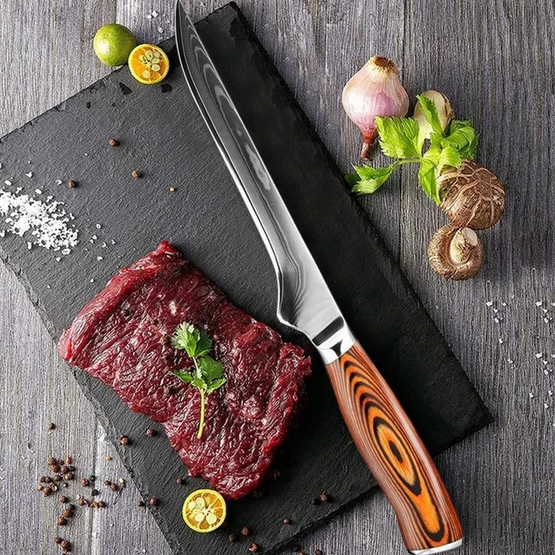 Z nehrdzavejúcej ocele Damasku deboning Kuchynský nôž na mäso sekáčik Krájanie, nôž na Ryby, krájanie, nôž Kuchynský nôž varenie